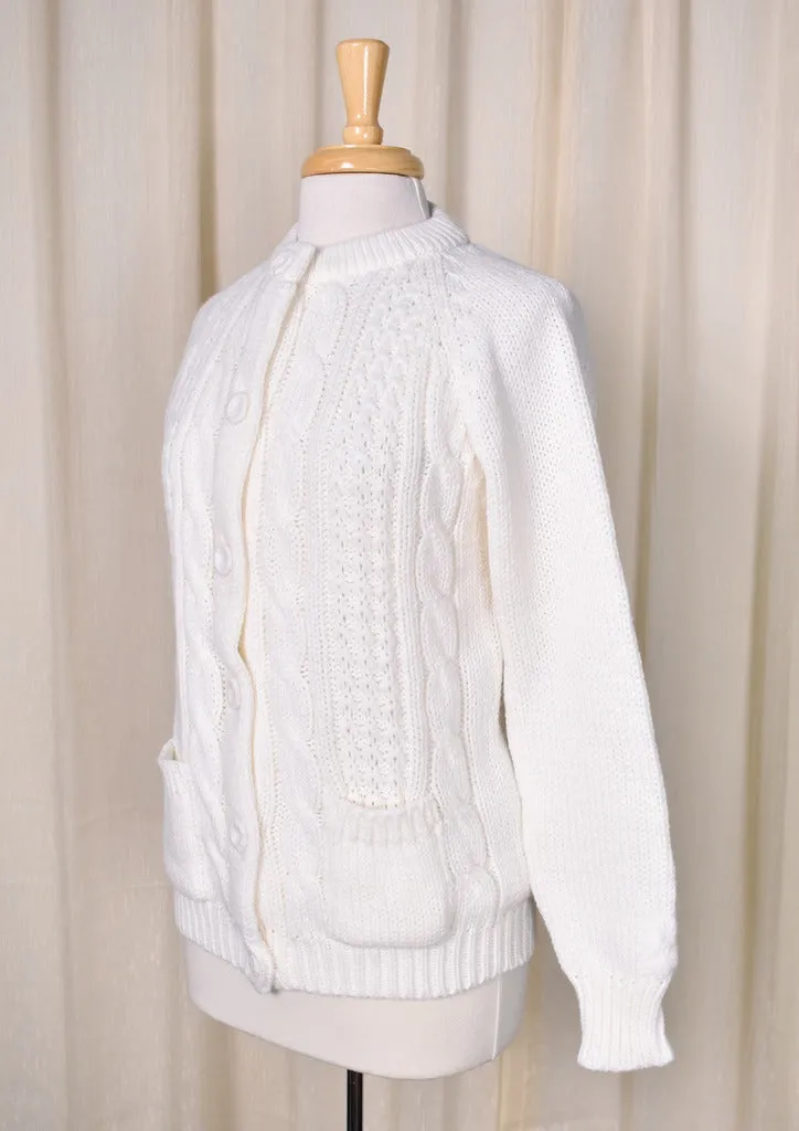 1960s Vintage Cream Pocket Cardigan