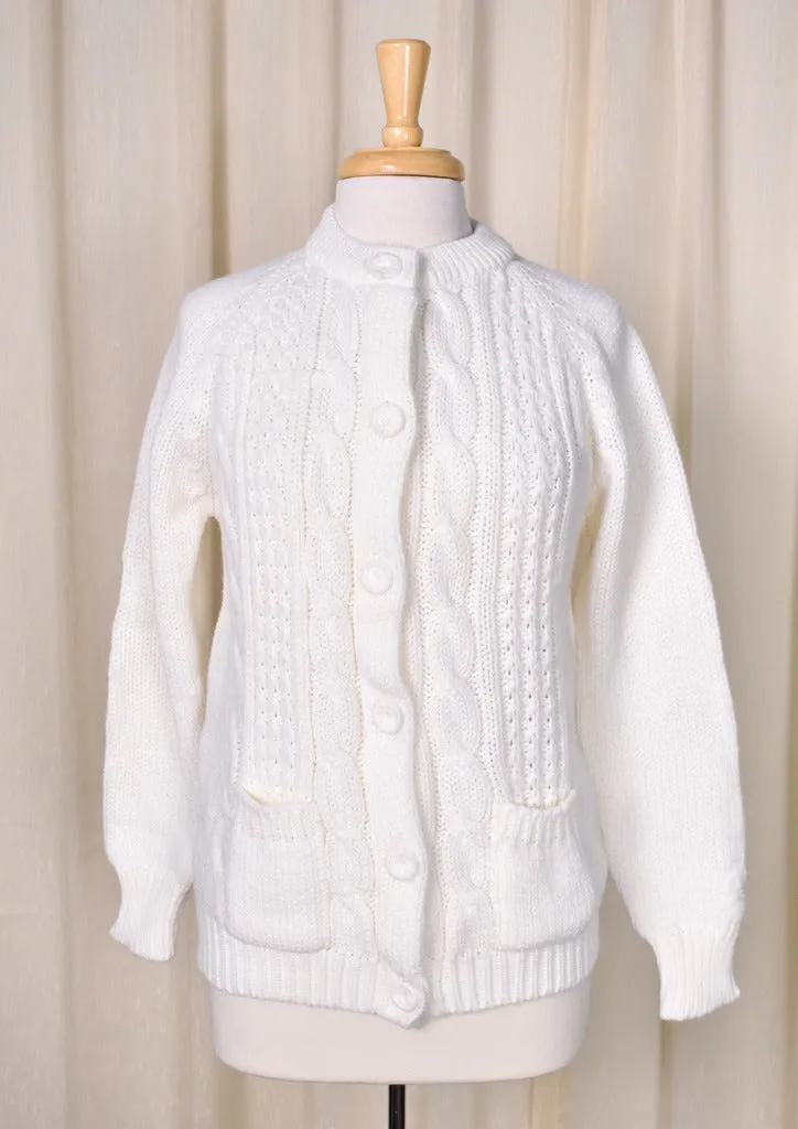 1960s Vintage Cream Pocket Cardigan