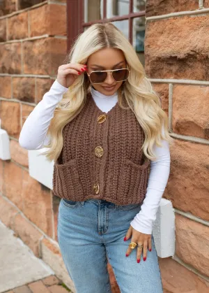 Audrey Knitted Sweater Vest - Coffee