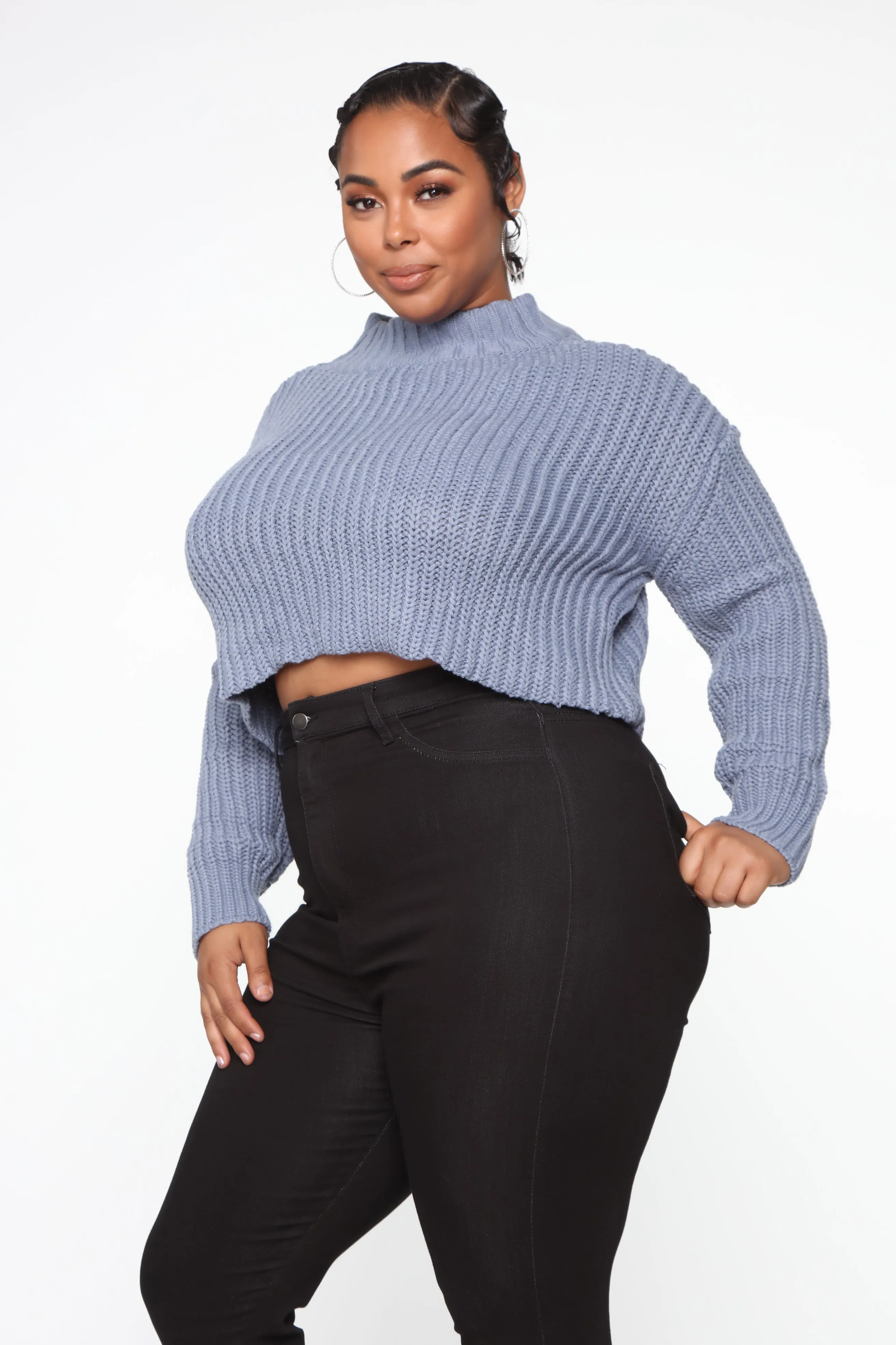 Avelina Long Sleeve Sweater - Dusty Blue