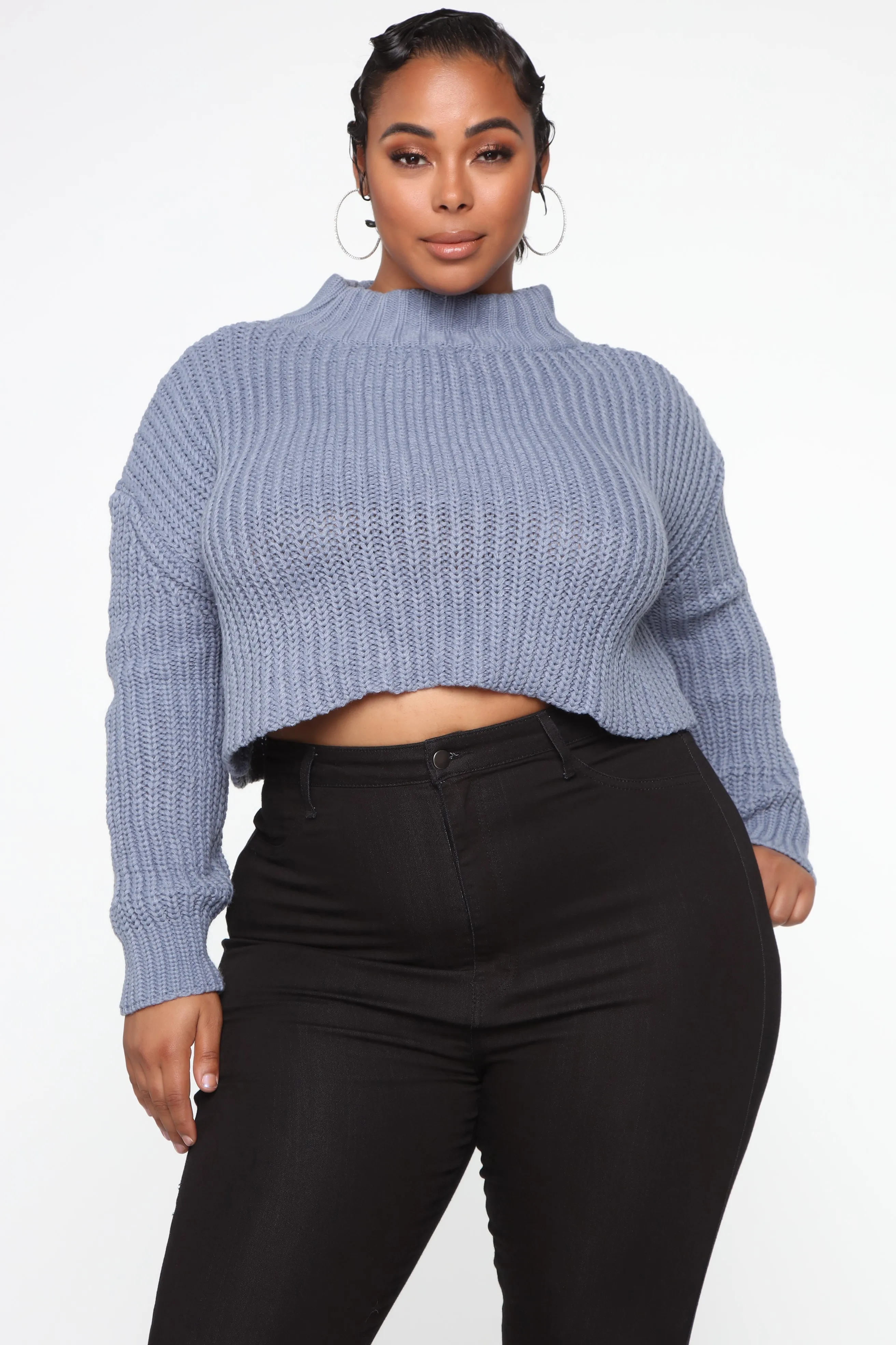 Avelina Long Sleeve Sweater - Dusty Blue