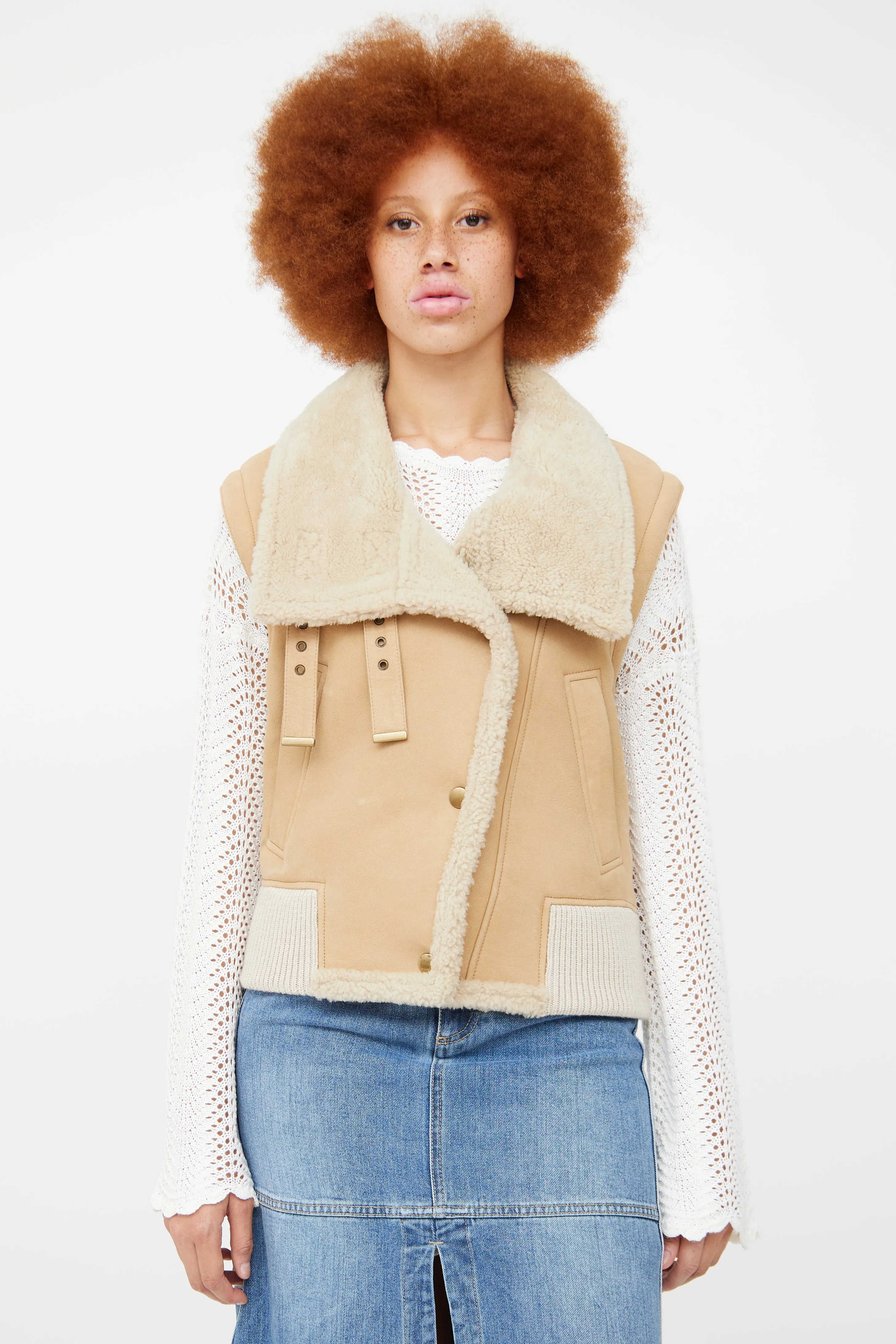 Beige Shearling Vest