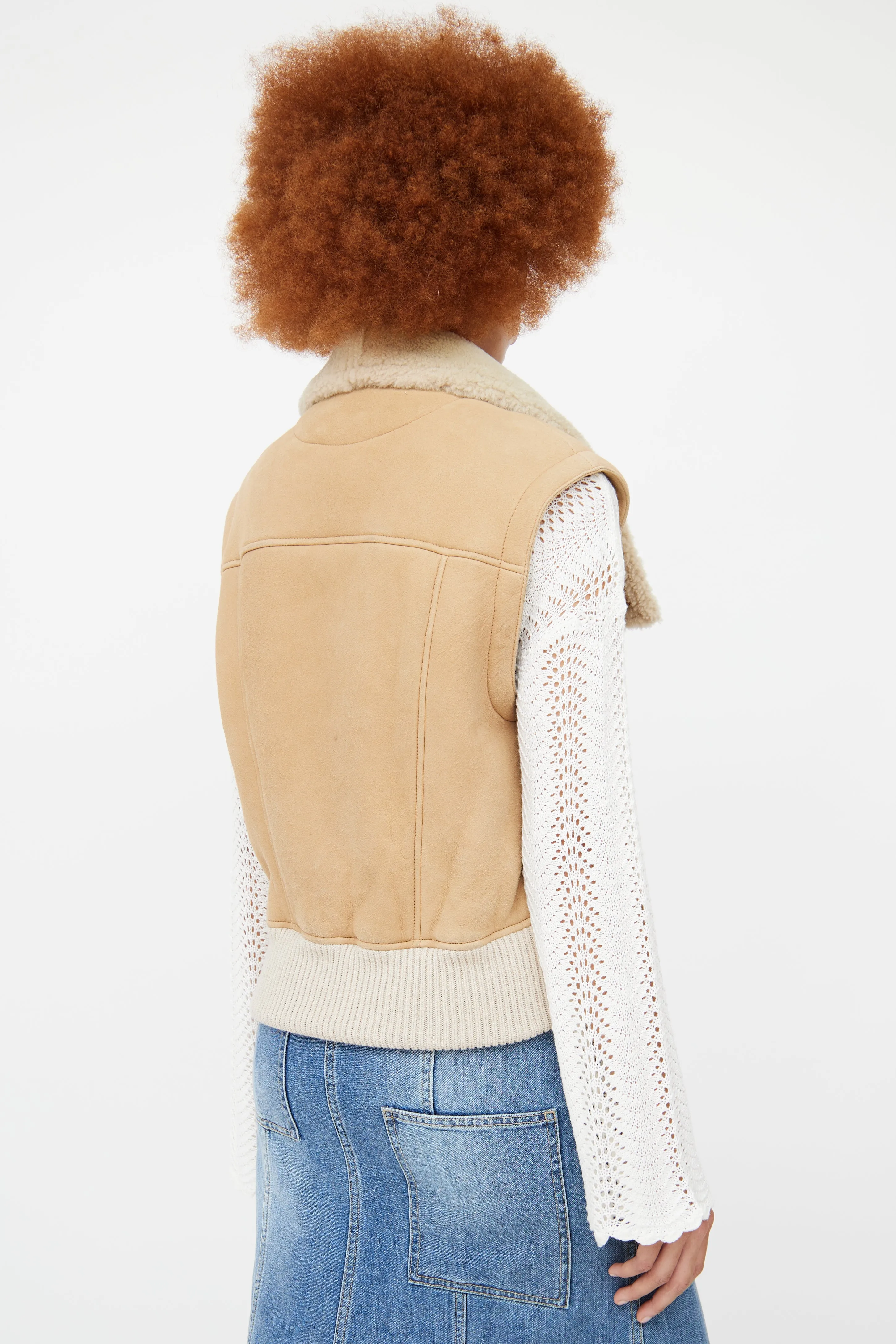 Beige Shearling Vest