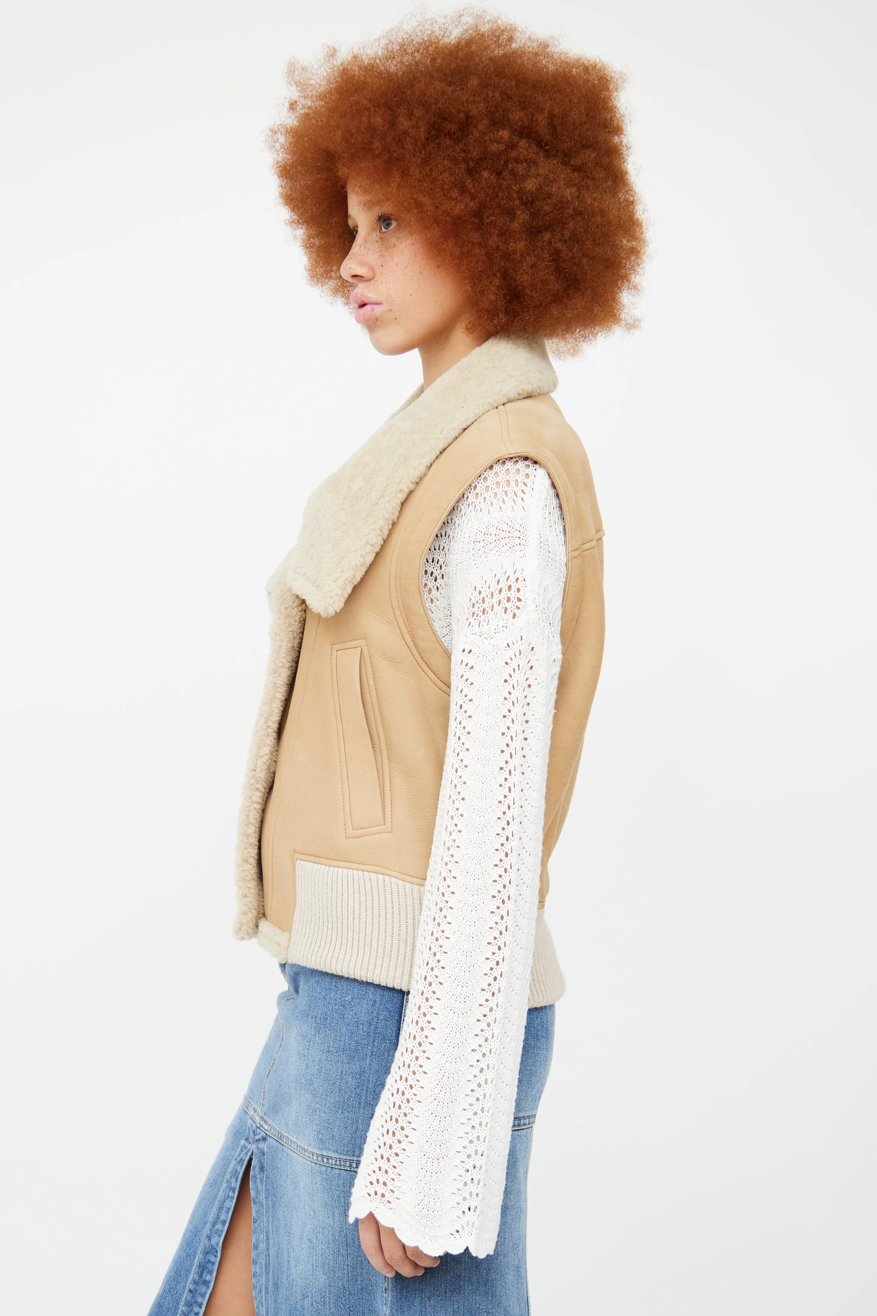 Beige Shearling Vest