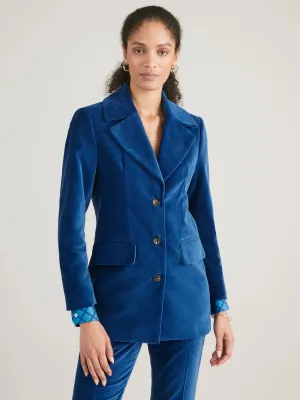 Bianca Midnight Blue Single Breasted Velvet Jacket