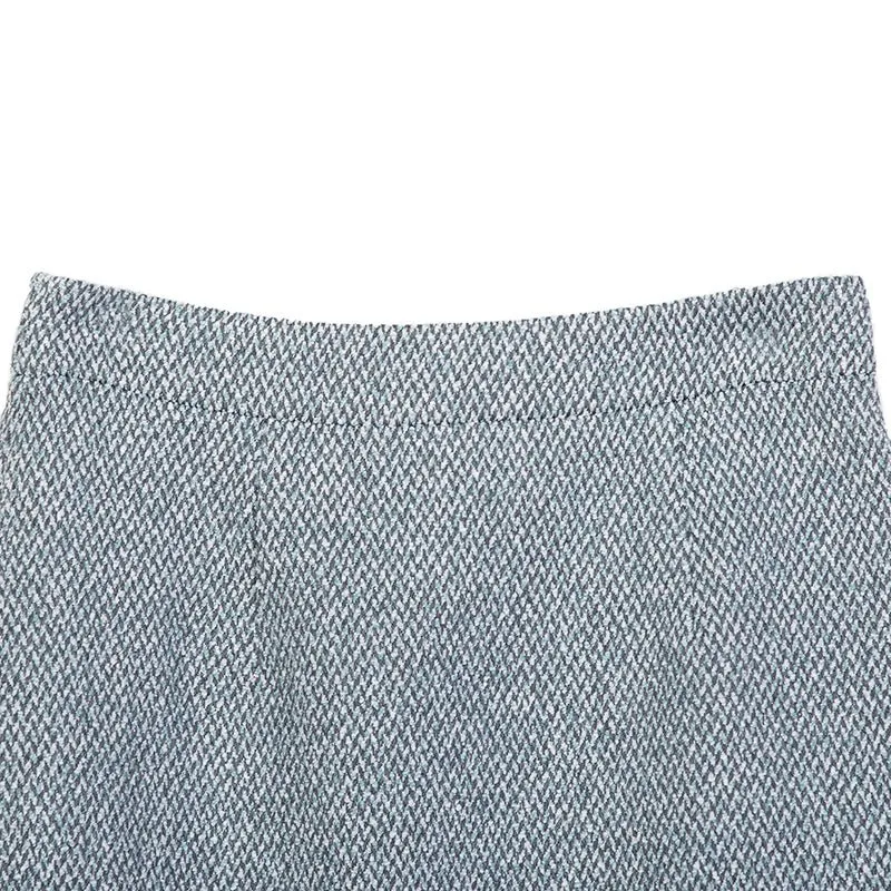 Blue-green Tweed Midi Skirt