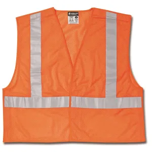 CL2MOX2 MCR Class 2,Tear-Away,Polyester Mesh Safety Vest,2" Silver Stripe,Orange