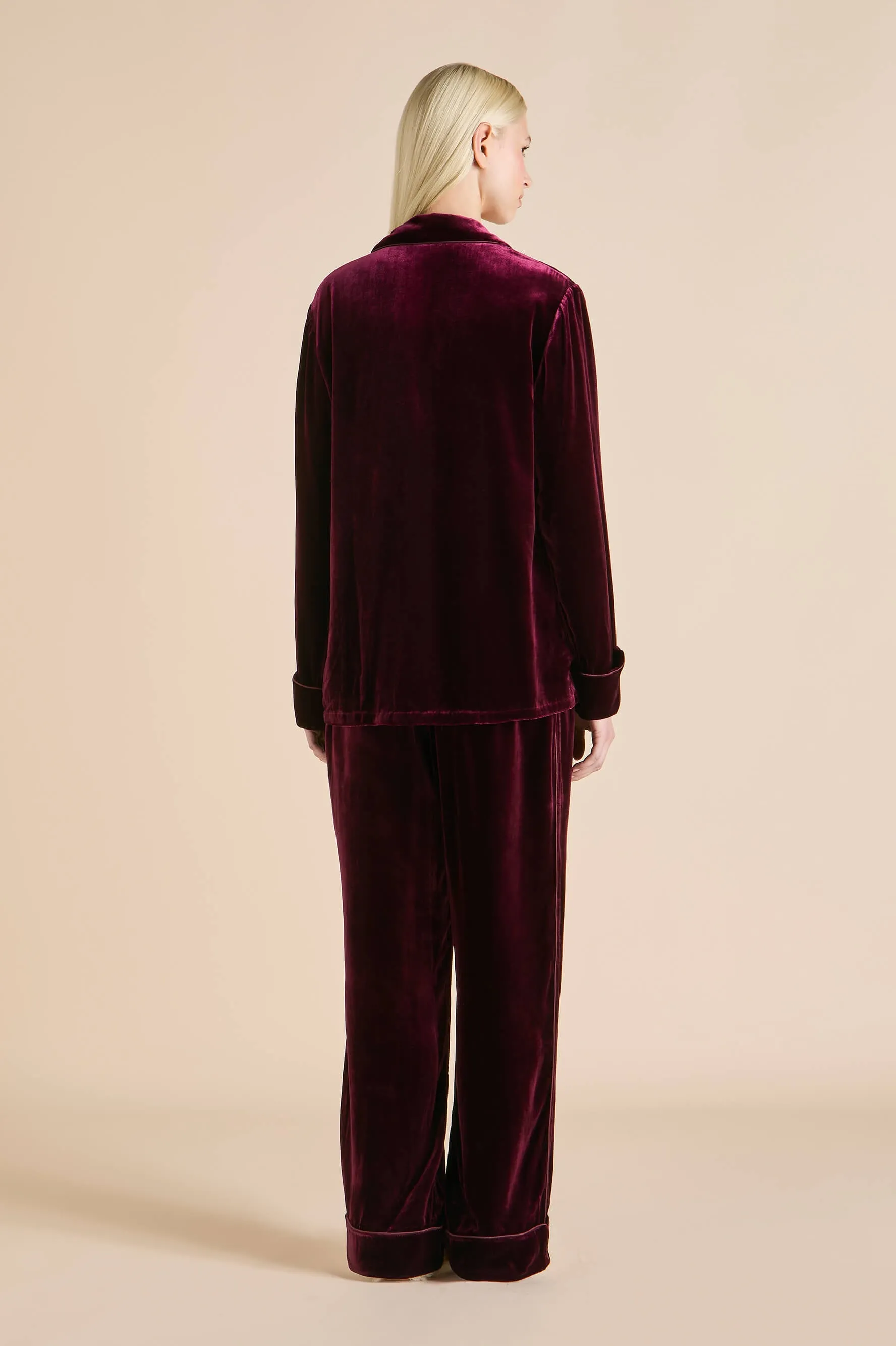 Coco Burgundy Pyjamas in Silk Velvet