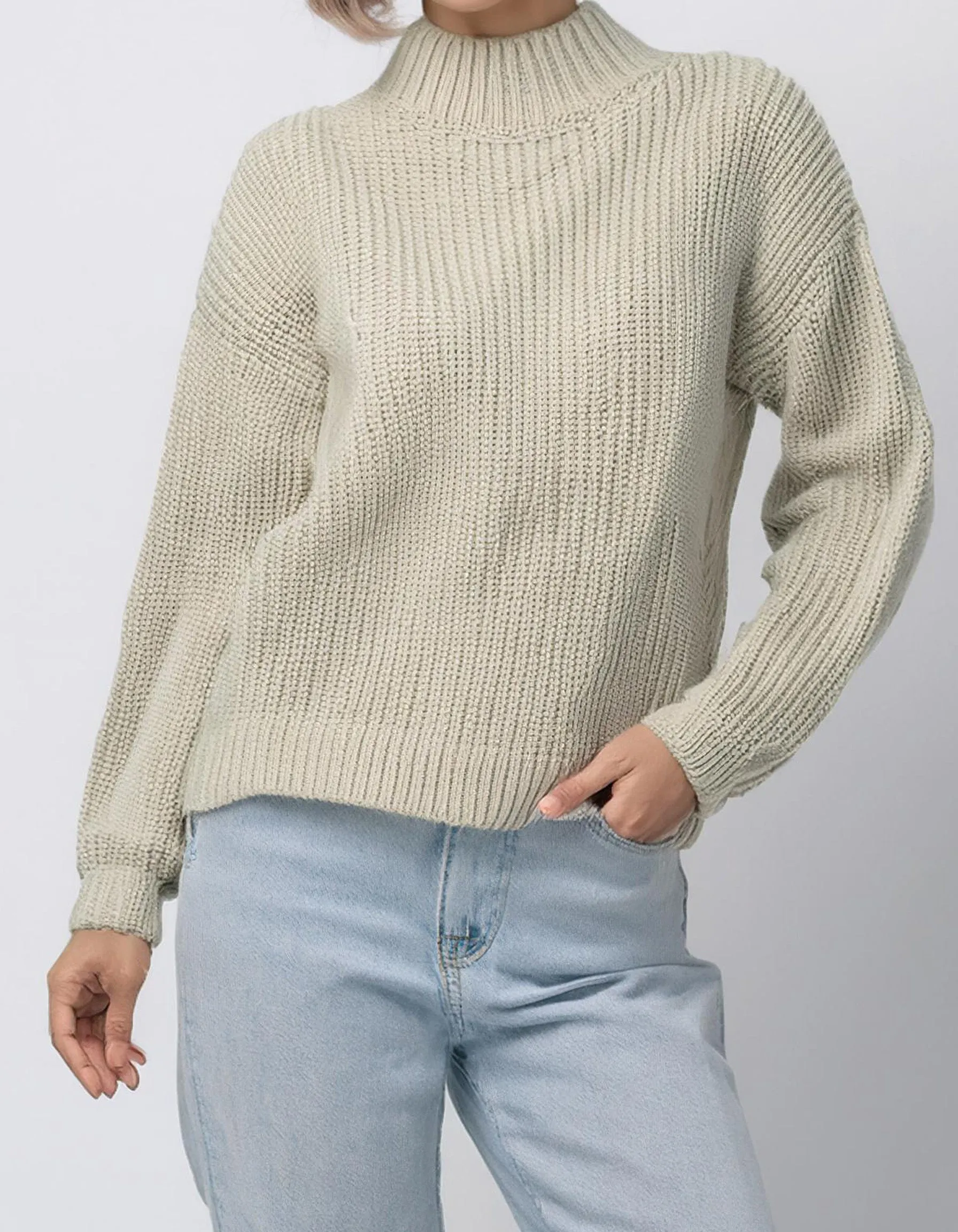 Cream High-Neck Pullover