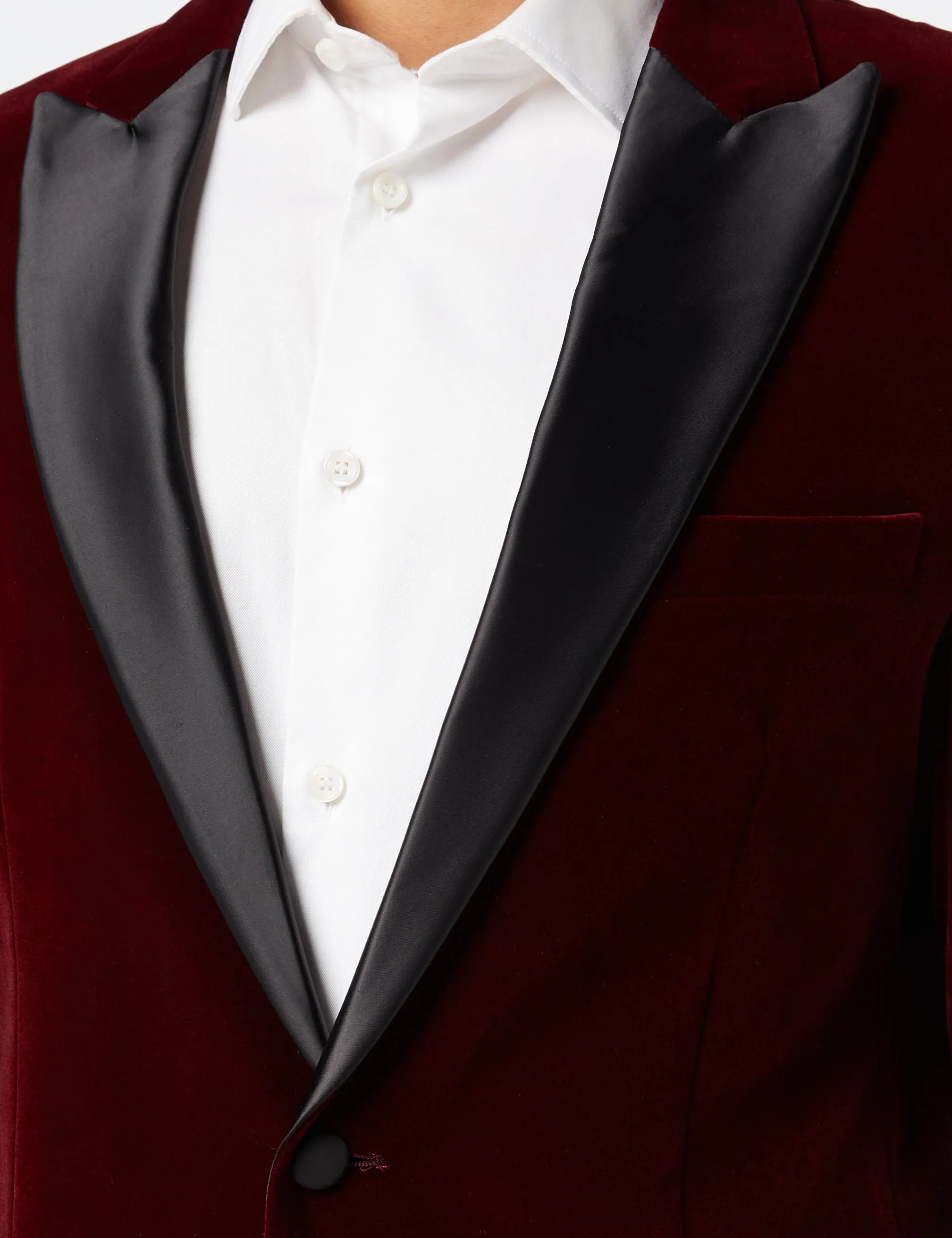 DINNER SAM - Burgundy Soft Velvet Tuxedo Jacket