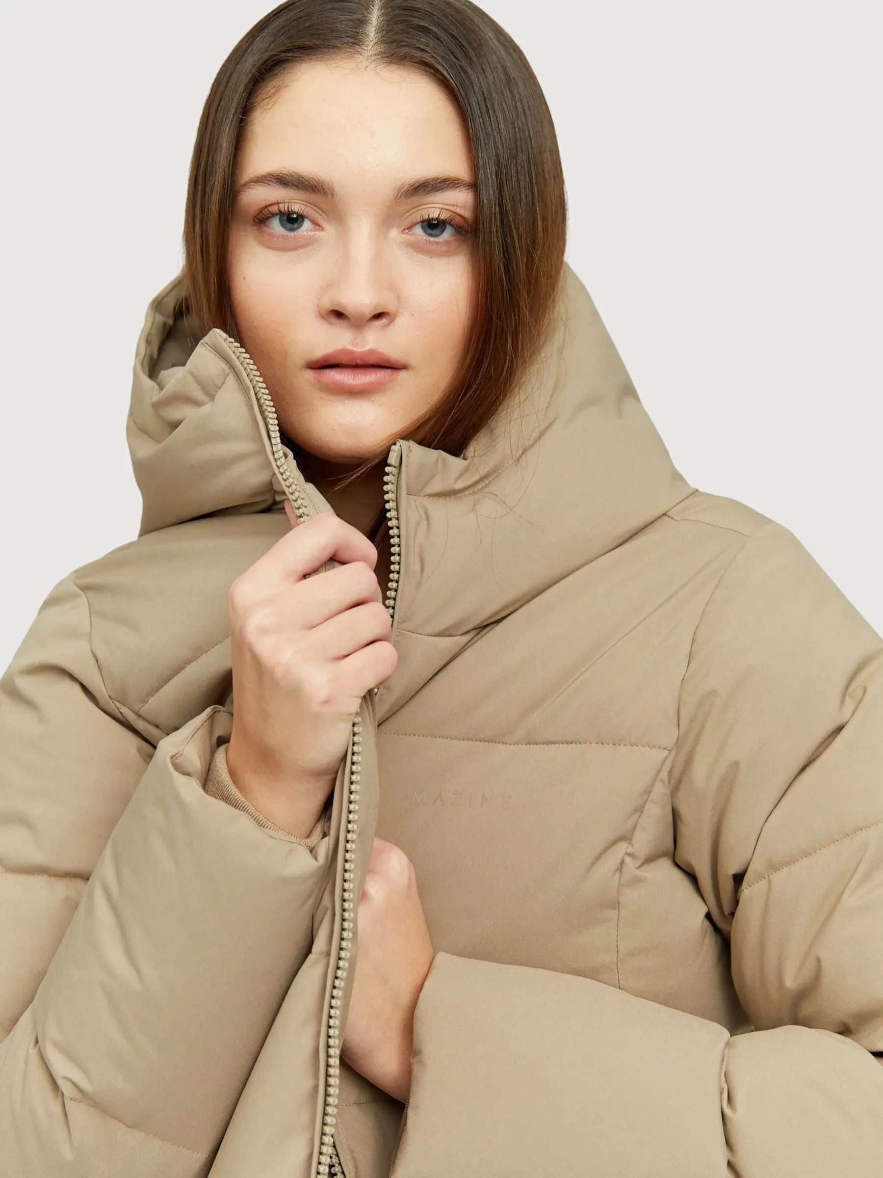 Elmira Puffer Coat Taupe Women | Mazine