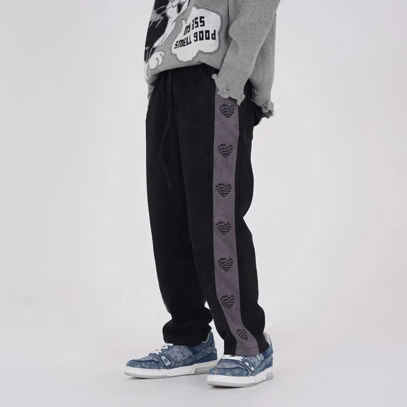 Embroidered Velvet Sweatpants Men