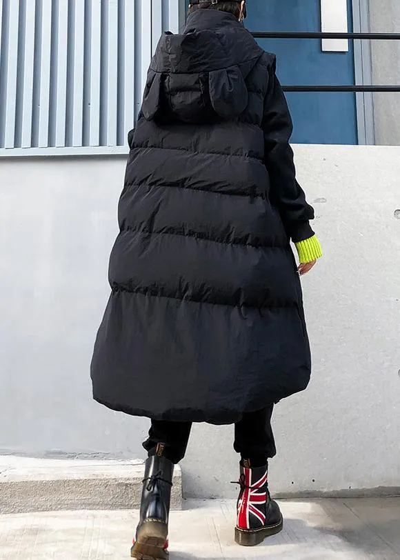 Fine plus size clothing winter jacket winter coats black hooded sleeveless Parkas for women