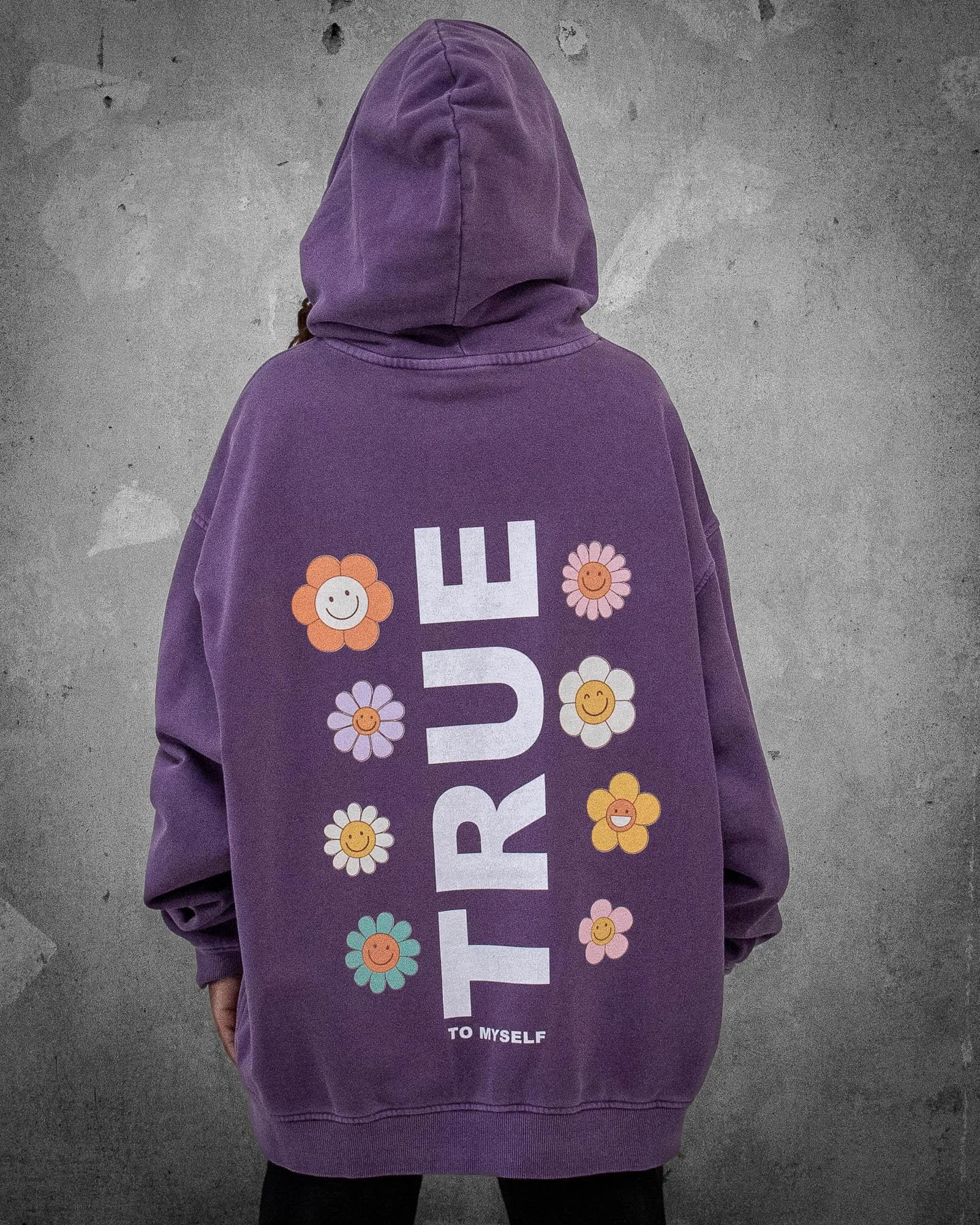 Flower Madness | Oversized Purple Retro Women's Hoodie