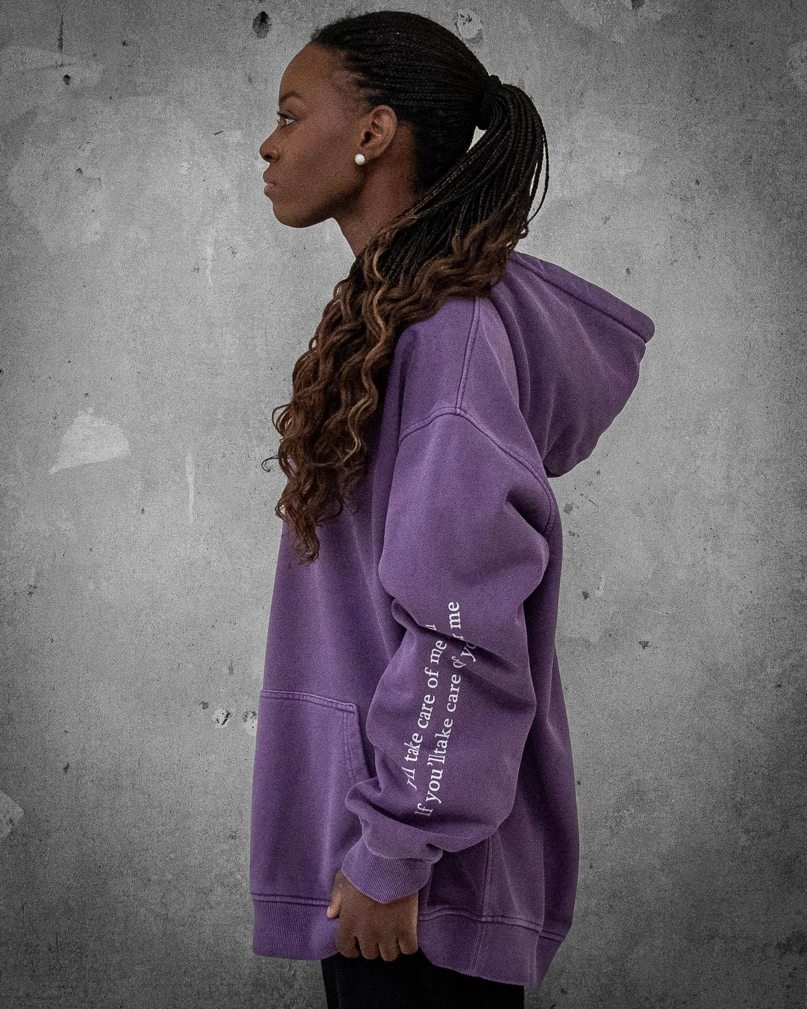 Flower Madness | Oversized Purple Retro Women's Hoodie