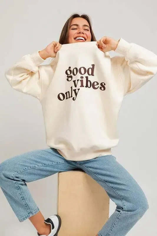 Good Vibes Embroidered Oversized Sweatshirt