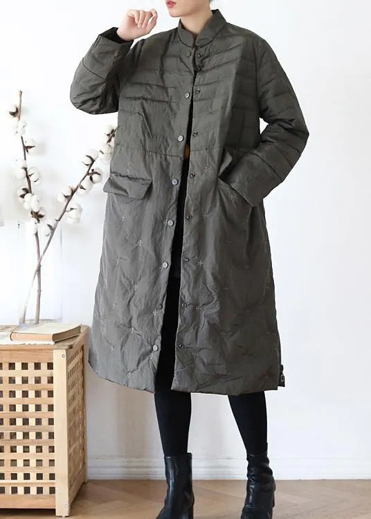 Green down jacket woman casual stand collar women parka warm Casual winter outwear