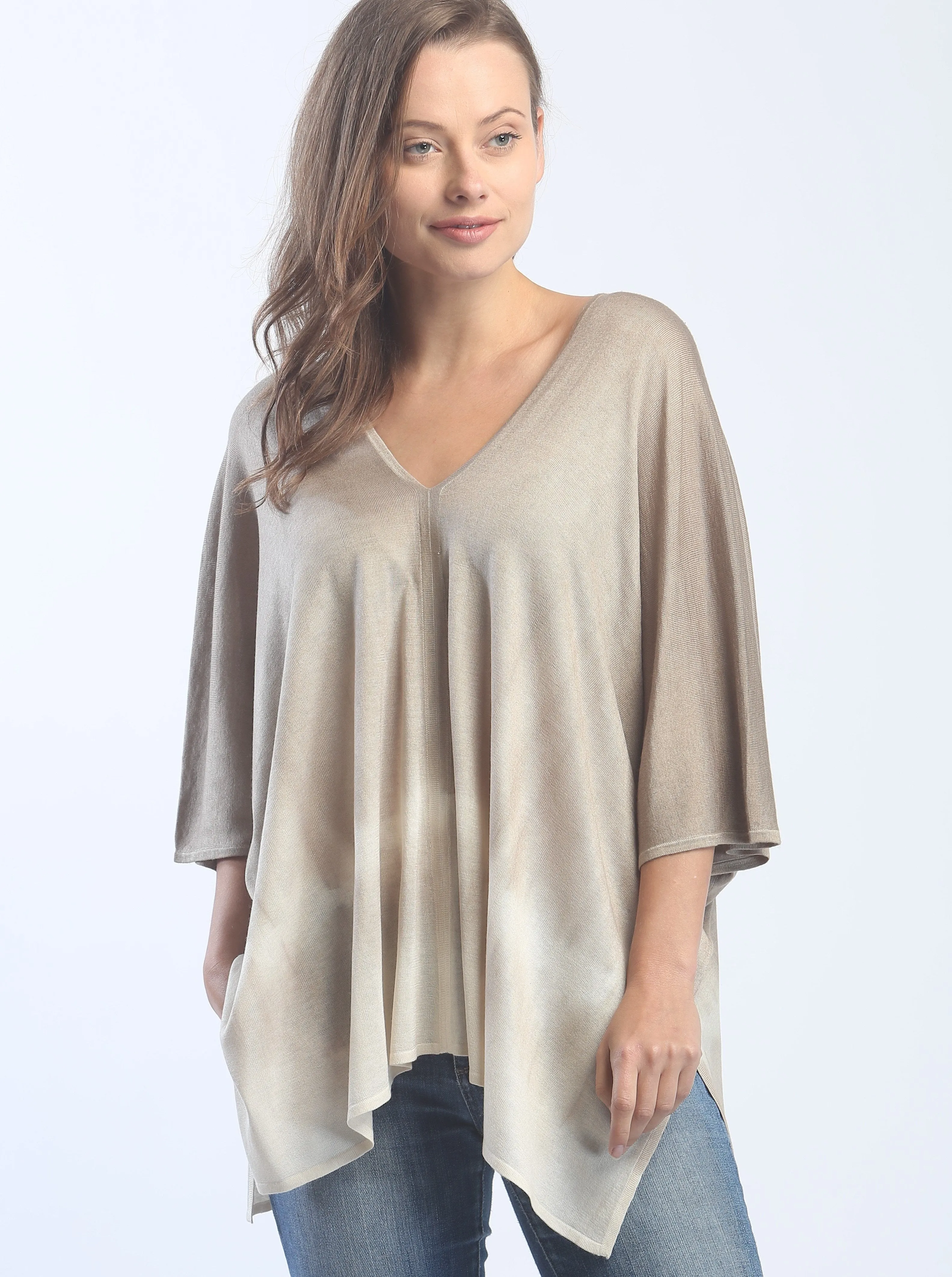 Hand Dyed Double V-Neck Poncho Tee