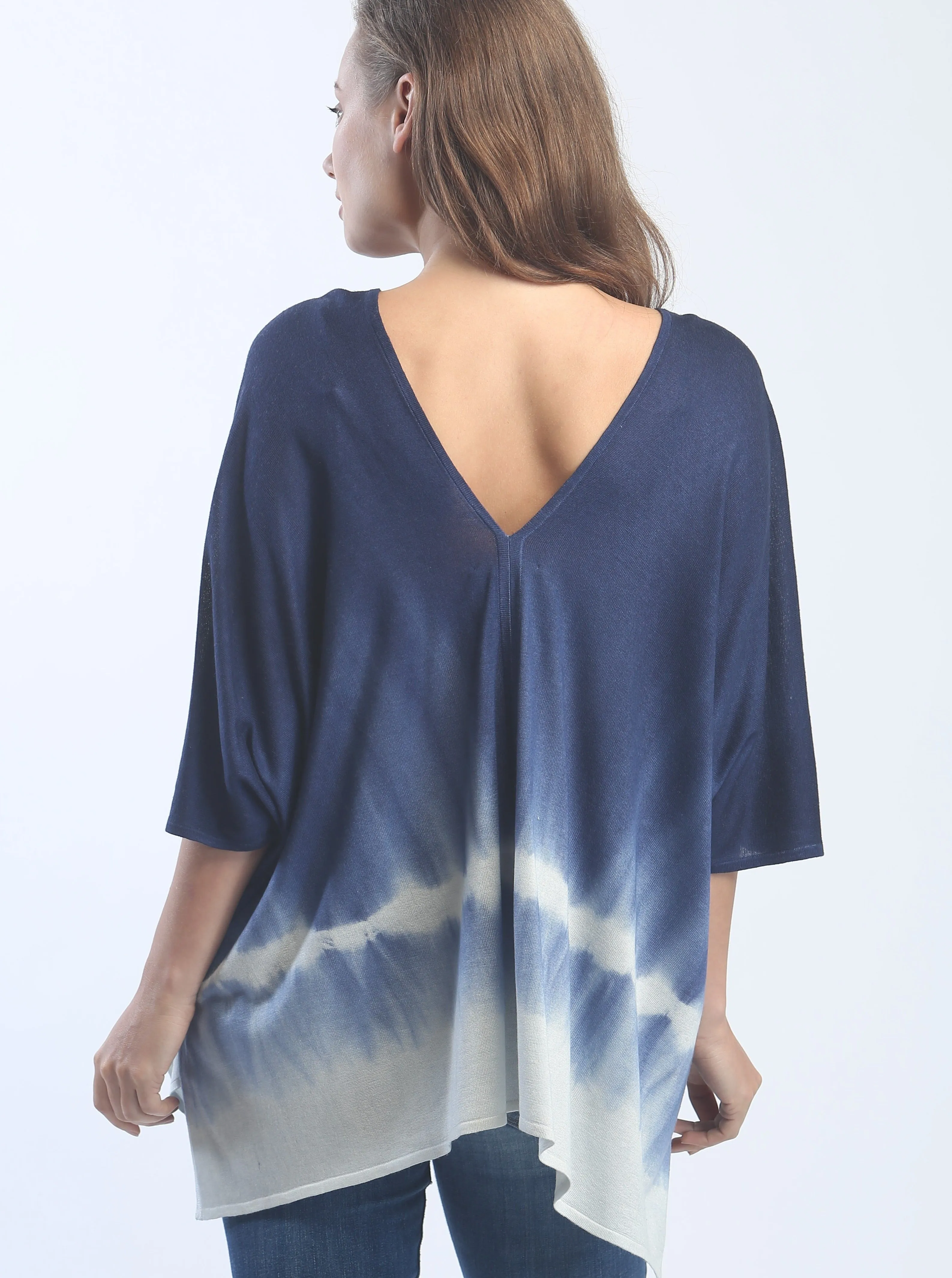 Hand Dyed Double V-Neck Poncho Tee