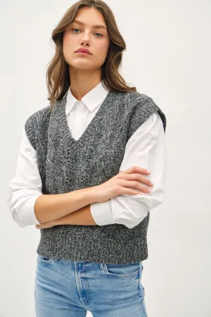 Hazel Blues® |  Be Cool Cable Knit V-Neck Sweater Vest