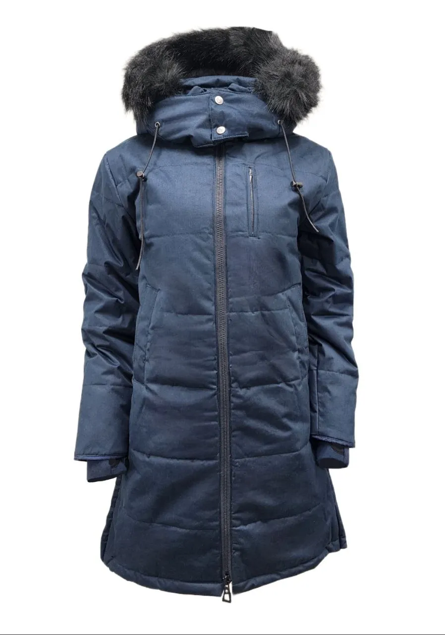 HoodLamb Women's Midnight Blue Nordic Hemp Warm Vegan Puffer Coat NWT