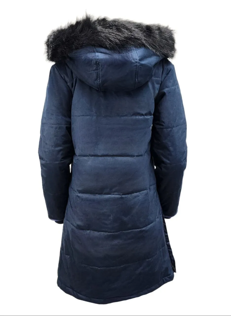 HoodLamb Women's Midnight Blue Nordic Hemp Warm Vegan Puffer Coat NWT