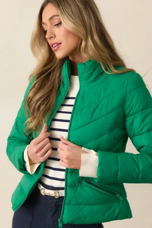 I Mean It Kelly Green Puffer Jacket