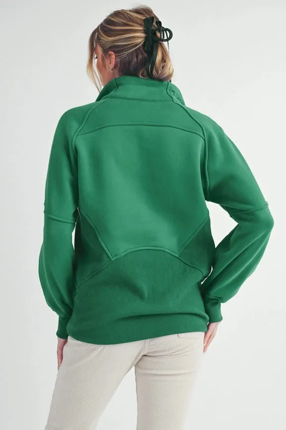 Long Dove Funnel Neck Half Zip Lily Pad