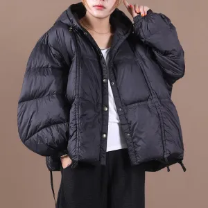 Luxury plus size clothing winter jacket black hooded Button Down goose Down coat