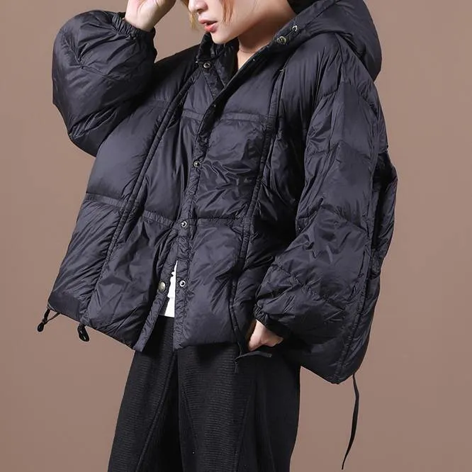 Luxury plus size clothing winter jacket black hooded Button Down goose Down coat