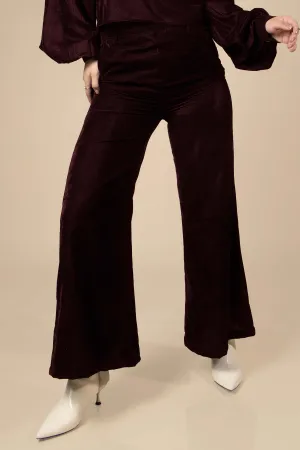 Maroon Luxurious Velvet Ladies Bottom Wear