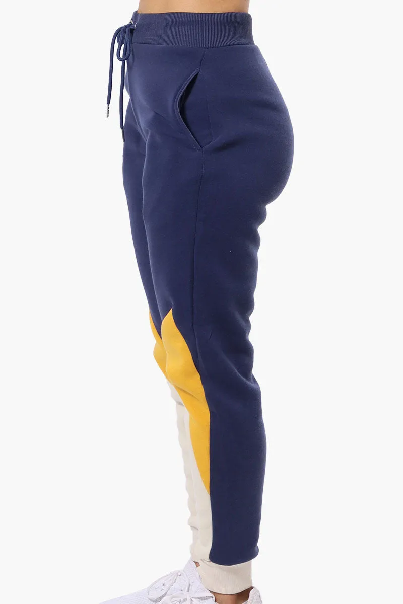 New Look Fleece Colour Block Joggers - Navy