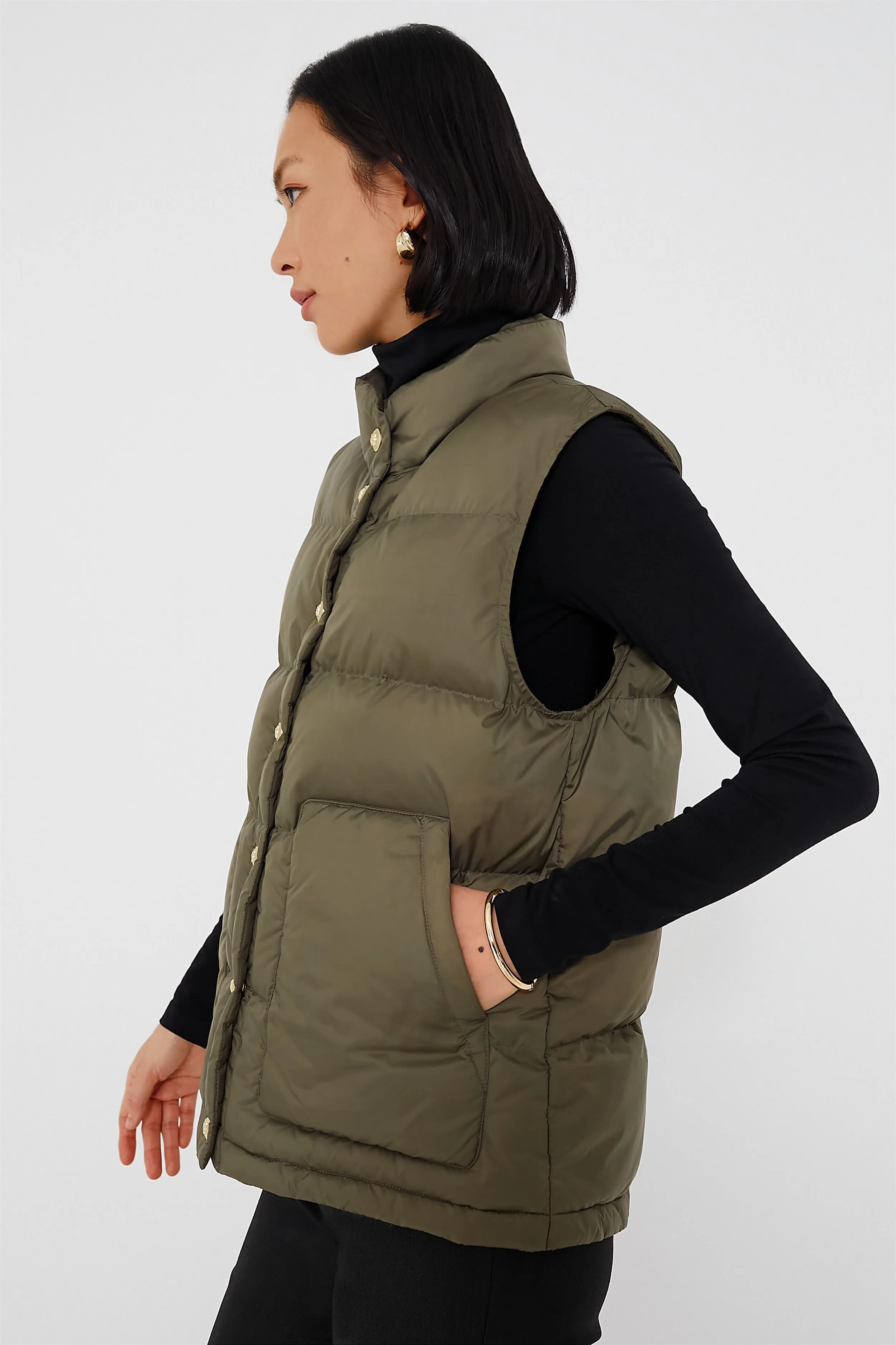 Olive Green Inez Puffer Vest