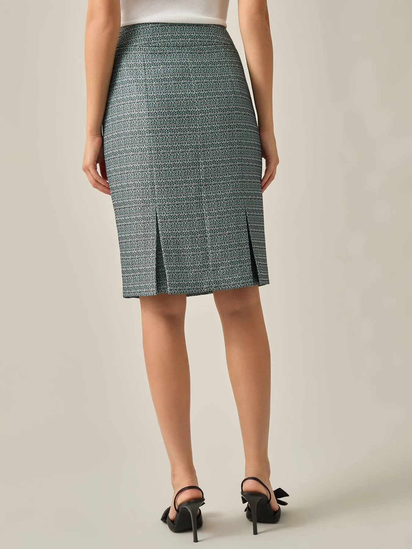 Panel Pleat Skirt, Tweed