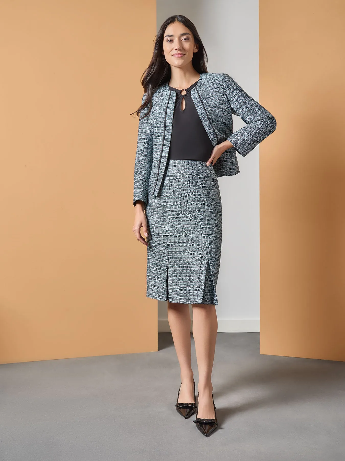 Panel Pleat Skirt, Tweed