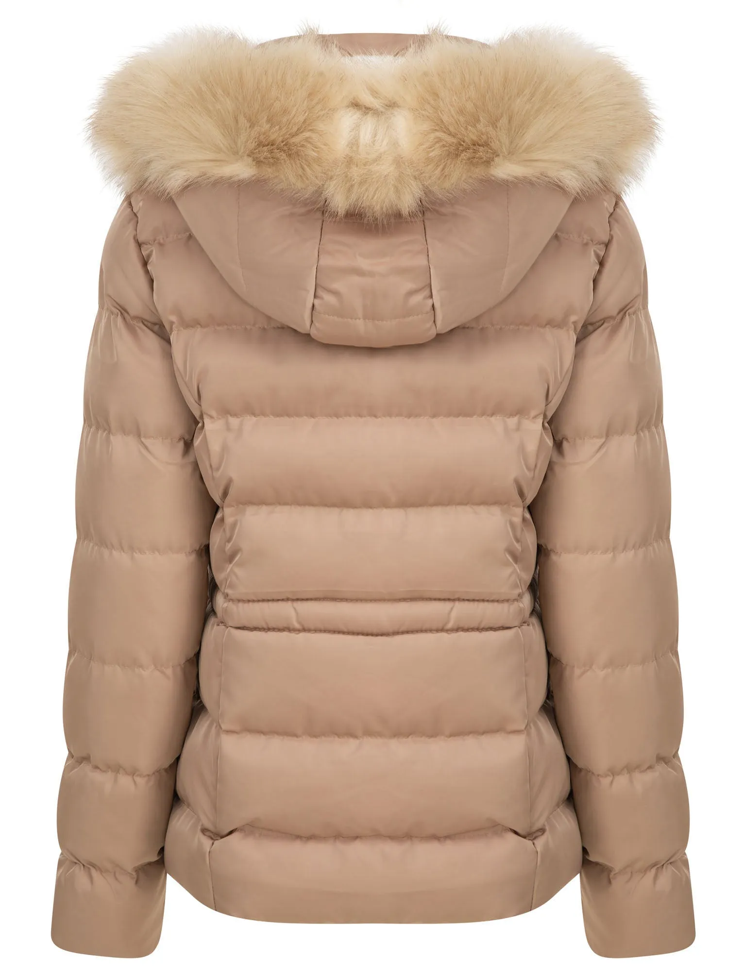 Pisa Quilted Puffer Jacket With Faux Fur Hood In Ginger Snap - Tokyo Laundry