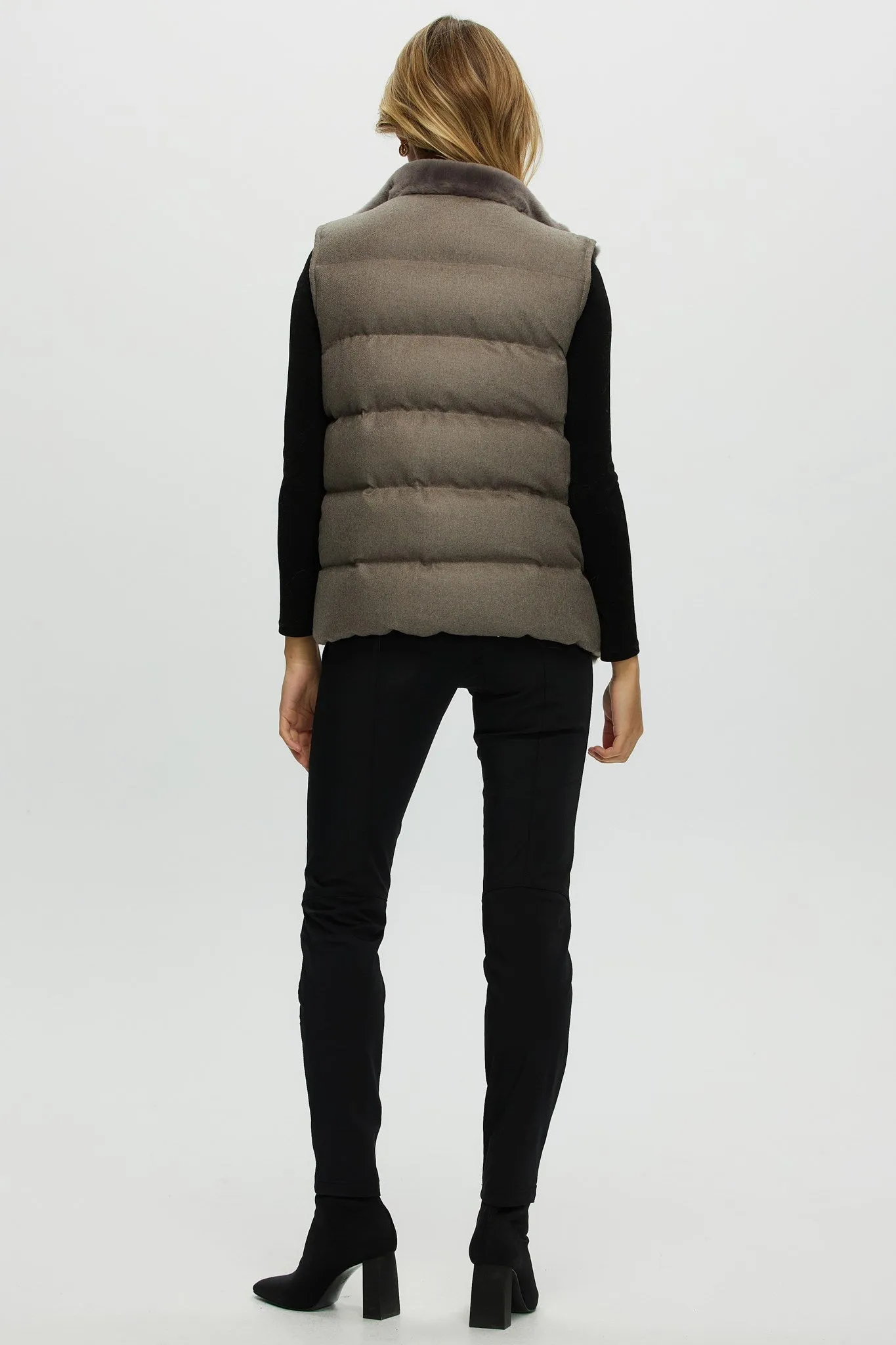 Reversible Select Shearling Lamb Vest with Loro Piana Cashmere & Wool Quilted Down Back