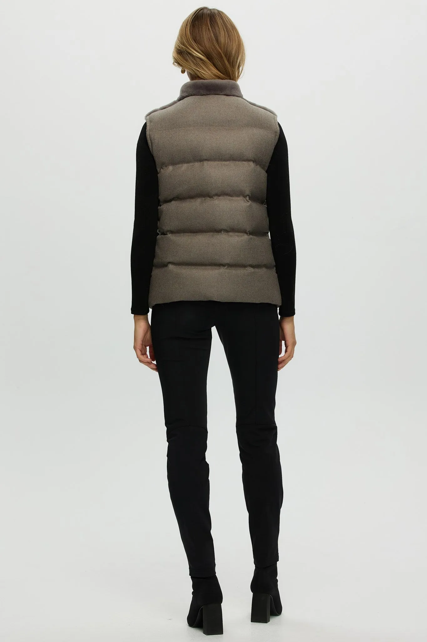 Reversible Select Shearling Lamb Vest with Loro Piana Cashmere & Wool Quilted Down Back