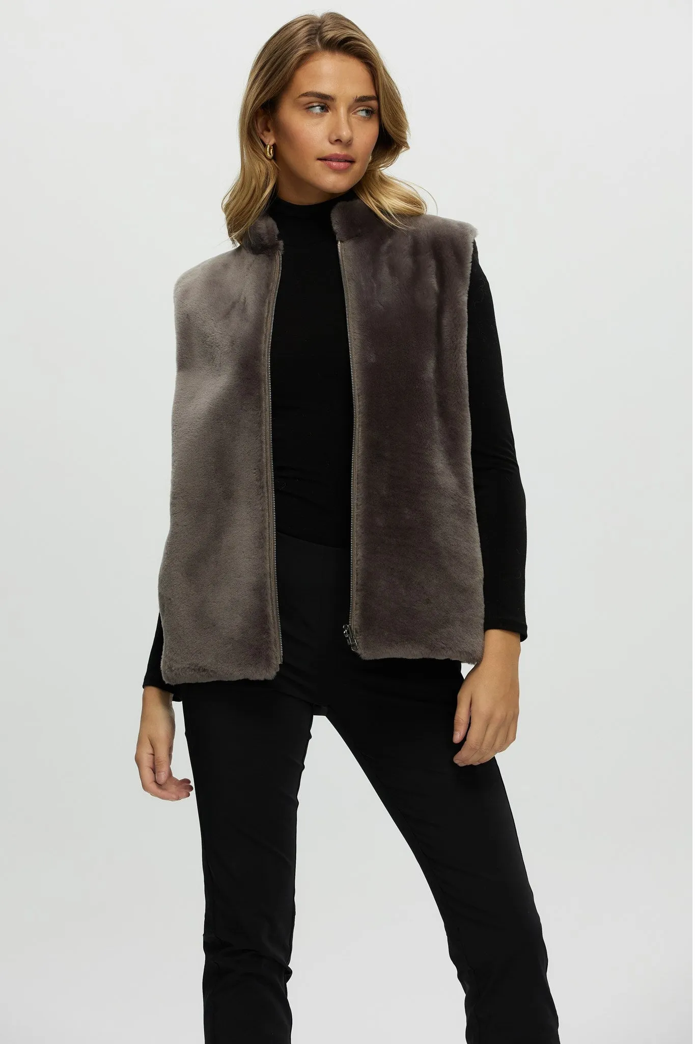 Reversible Select Shearling Lamb Vest with Loro Piana Cashmere & Wool Quilted Down Back