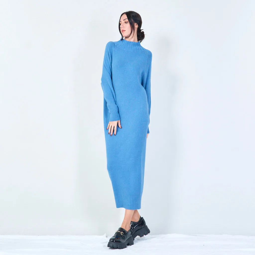 Ribbed high-neck midi dress wholesale