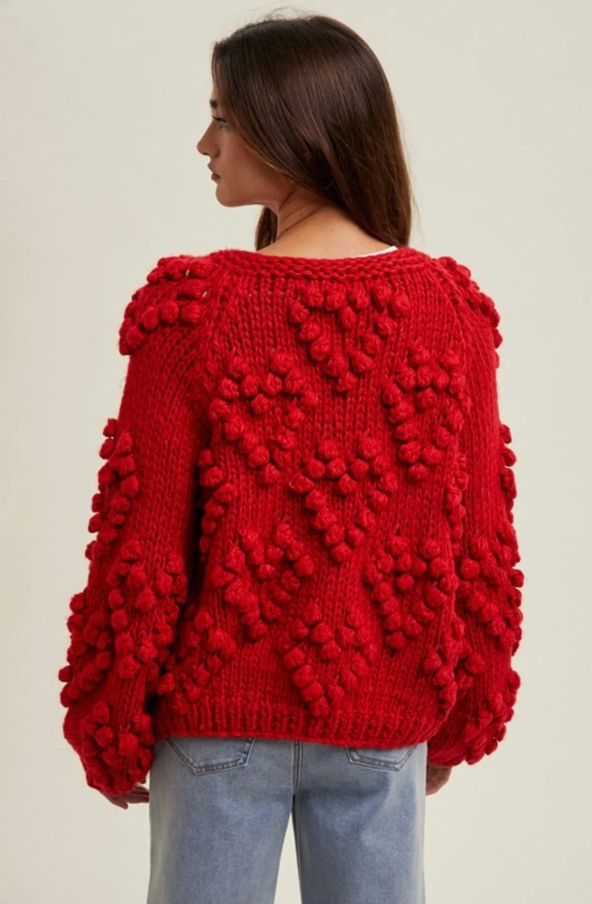 Scarlet Sweetheart Hand Knit Cardigan