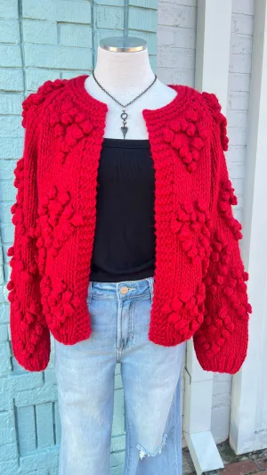 Scarlet Sweetheart Hand Knit Cardigan