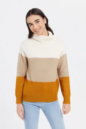 Senior Girls Multicolour High Neck Pullover