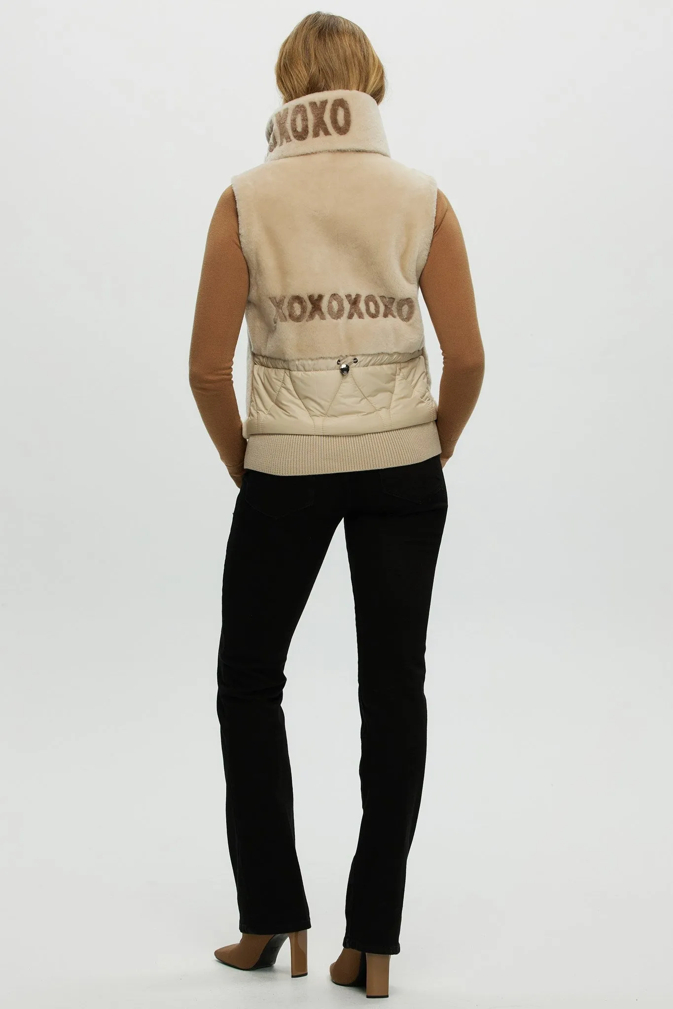 Shearling Lamb Zip Vest with Detachable Collar