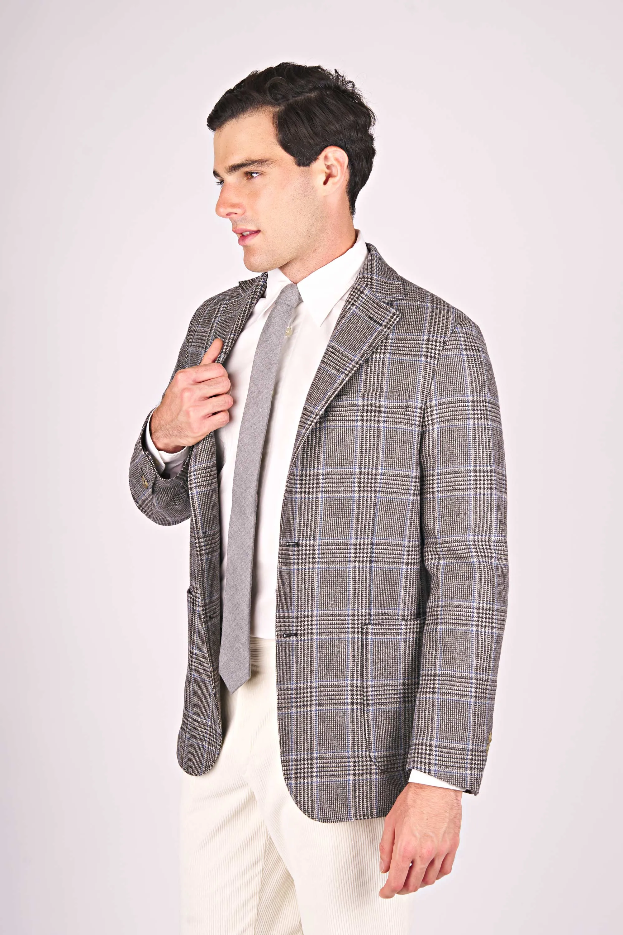 Singlebreasted Check Pattern Virgin Wool Jacket