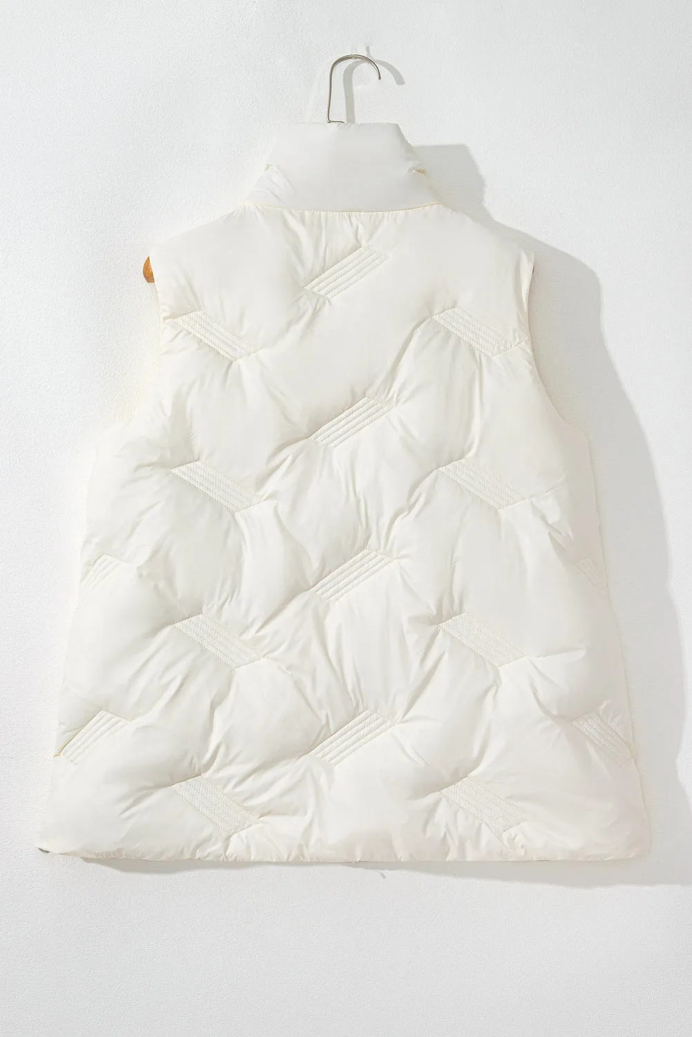 Trendy White Quilted Zip-Up Vest – Fall Layering