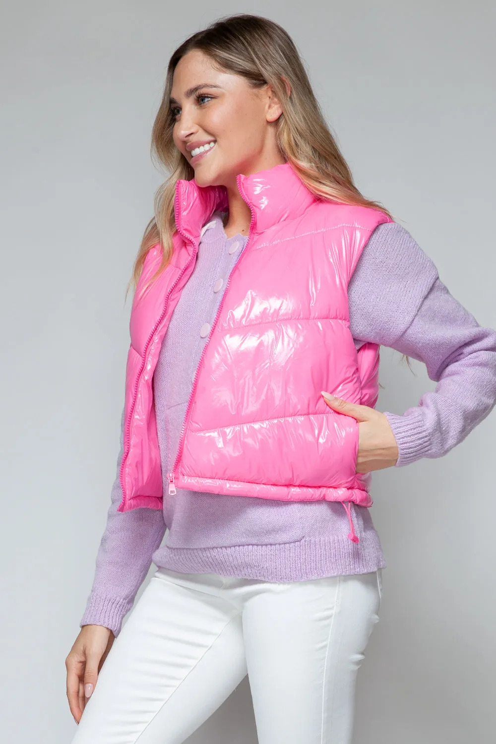 Turtleneck Shiny Quilted Vest