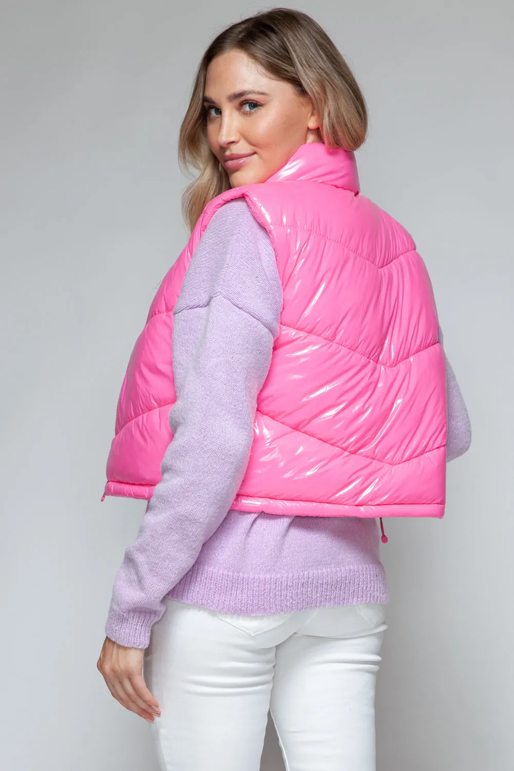 Turtleneck Shiny Quilted Vest