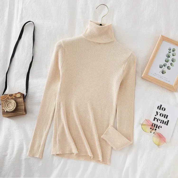 Turtleneck Sweater Women Knitted Soft Pullovers cashmere Jumpers Basic Solid Soft Sweaters Women Autumn Winter Casual Top