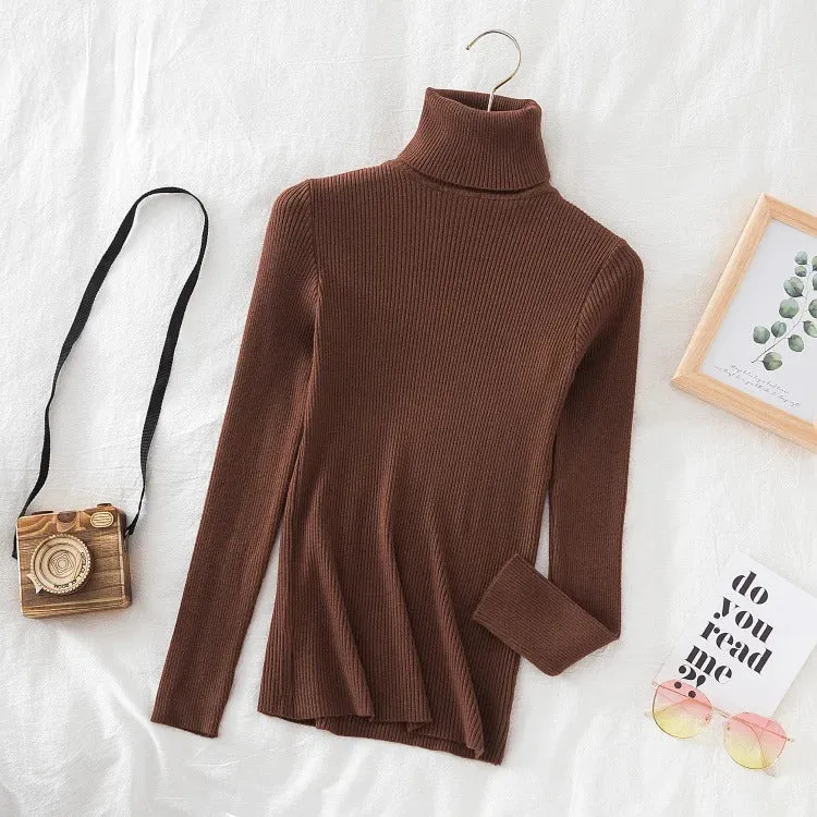 Turtleneck Sweater Women Knitted Soft Pullovers cashmere Jumpers Basic Solid Soft Sweaters Women Autumn Winter Casual Top